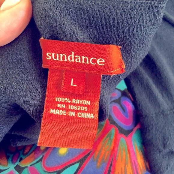 Sundance navy blue tie front detail mini dress large - Picture 5 of 5
